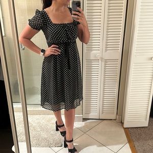 Black polka dot dress
